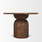 60" Brown Solid Wood Pedestal Base Round Top Dining Table