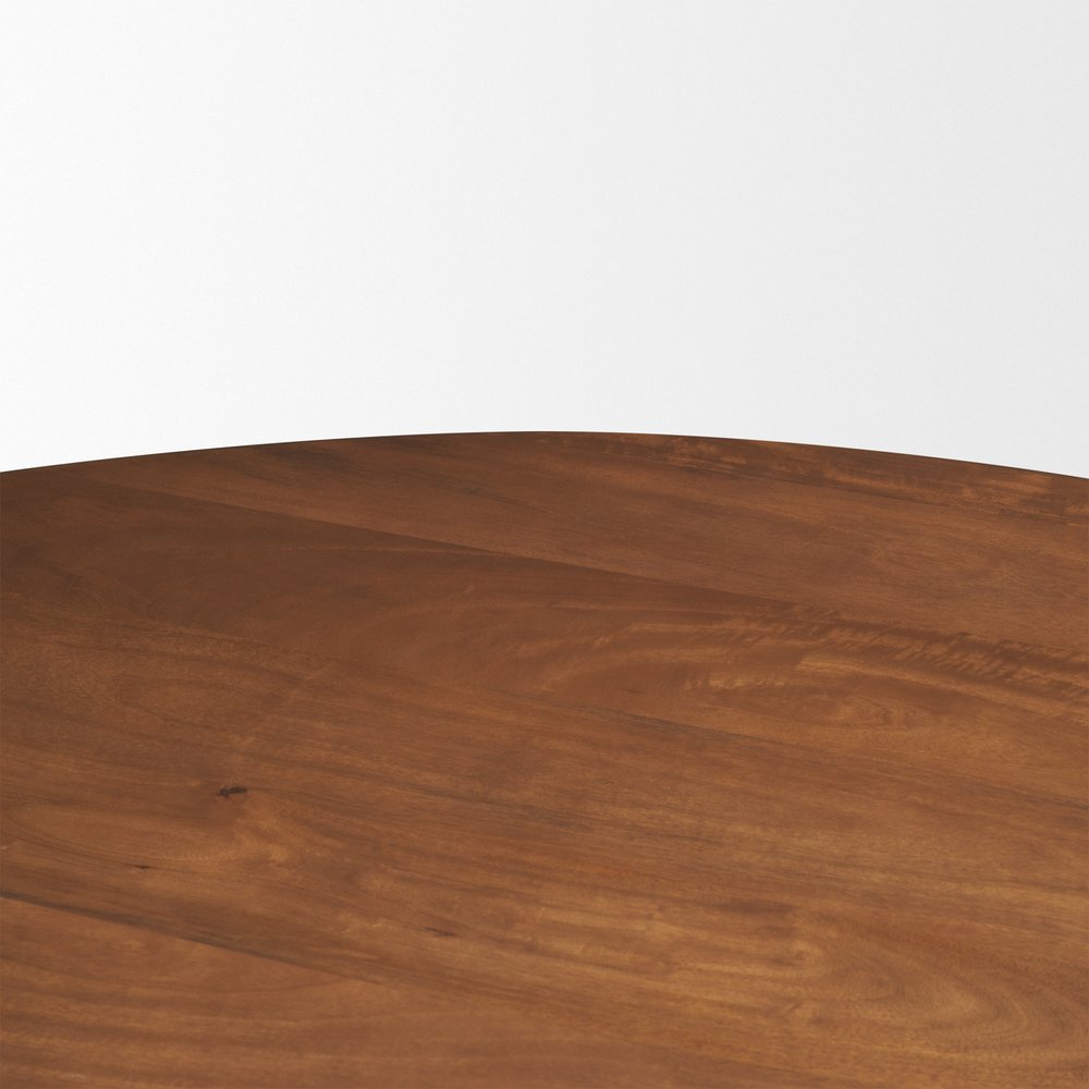 60" Brown Solid Wood Pedestal Base Round Top Dining Table