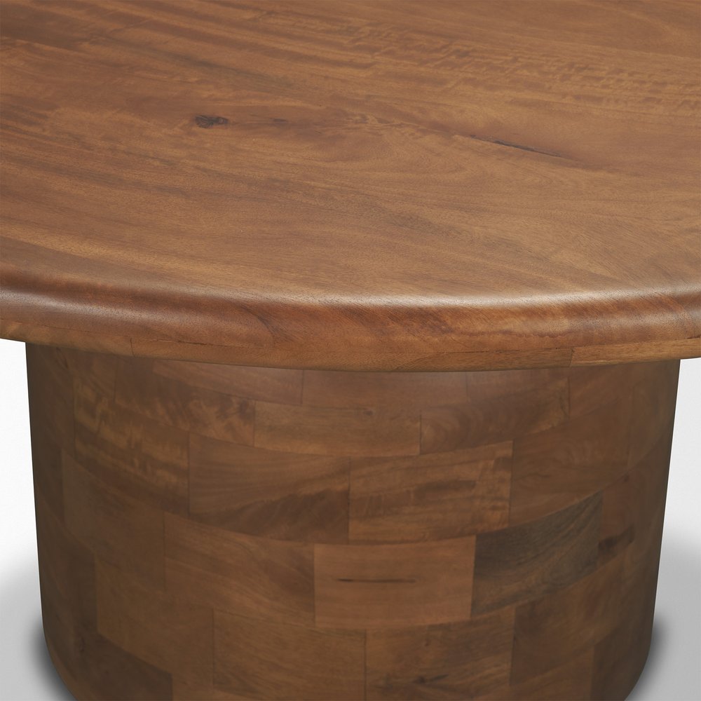 60" Brown Solid Wood Pedestal Base Round Top Dining Table