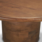 60" Brown Solid Wood Pedestal Base Round Top Dining Table