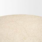 48" Beige And Light Brown Marble And Solid Wood Pedestal Base Round Top Dining Table