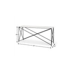 59" White and Black Genuine Marble and Metal Console Table