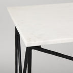 59" White and Black Genuine Marble and Metal Console Table