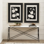 59" White and Black Genuine Marble and Metal Console Table