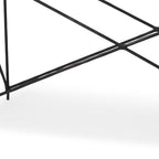 59" White and Black Genuine Marble and Metal Console Table