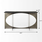 60" Black and Nickel Genuine Marble and Metal Frame Console Table