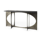 60" Black and Nickel Genuine Marble and Metal Frame Console Table