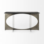 60" Black and Nickel Genuine Marble and Metal Frame Console Table
