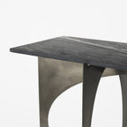 60" Black and Nickel Genuine Marble and Metal Frame Console Table