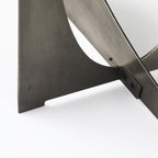 60" Black and Nickel Genuine Marble and Metal Frame Console Table