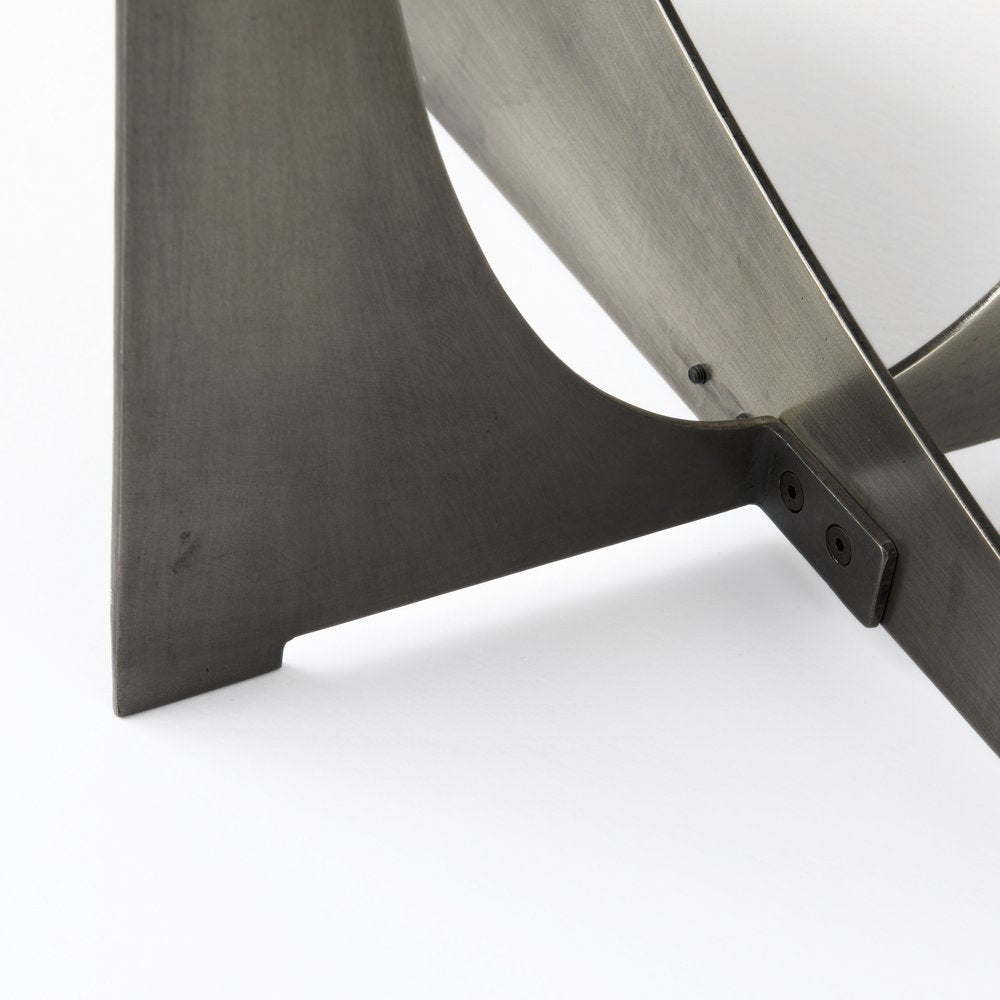 60" Black and Nickel Genuine Marble and Metal Frame Console Table