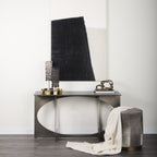 60" Black and Nickel Genuine Marble and Metal Frame Console Table