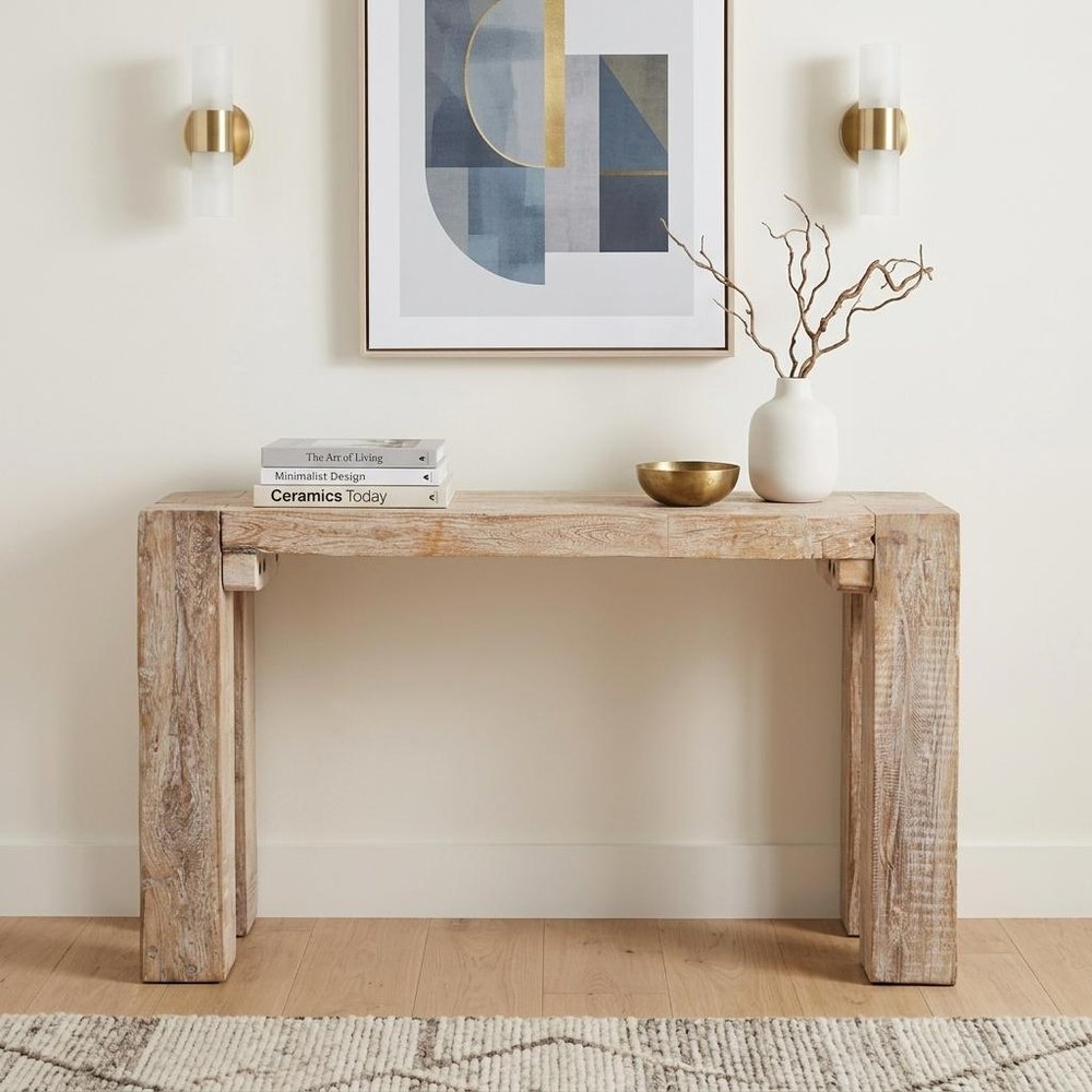 55" Beige Reclaimed Wood Console Table