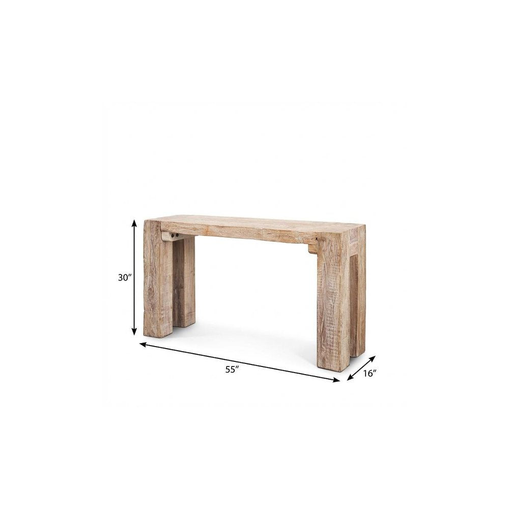 55" Beige Reclaimed Wood Console Table