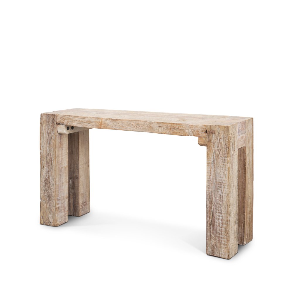 55" Beige Reclaimed Wood Console Table