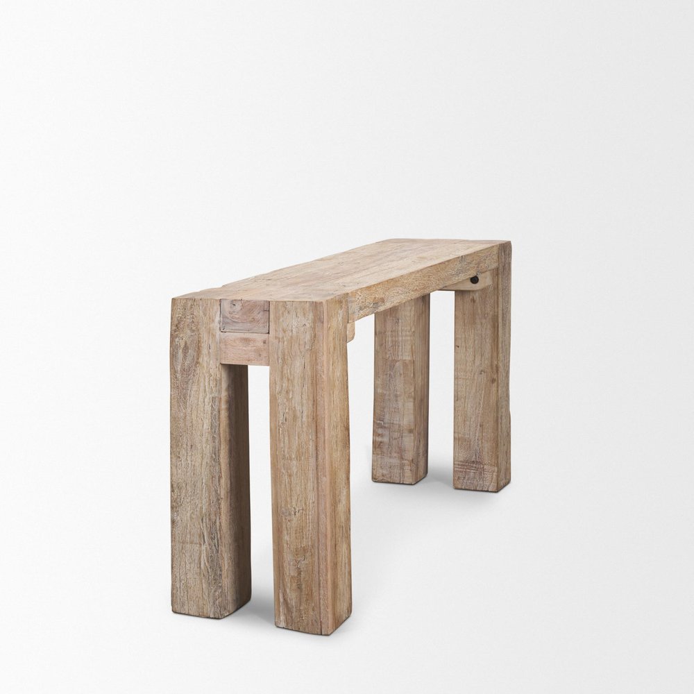 55" Beige Reclaimed Wood Console Table