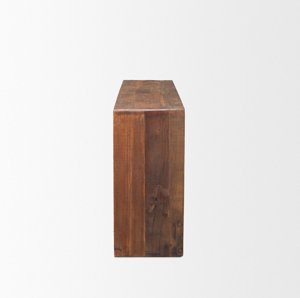 60" Brown Reclaimed Wood Frame Console Table