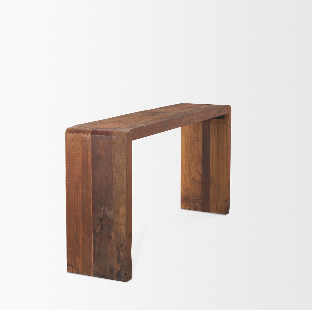 60" Brown Reclaimed Wood Frame Console Table