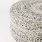 30" Dark Gray and Brown Wool Round Footstool