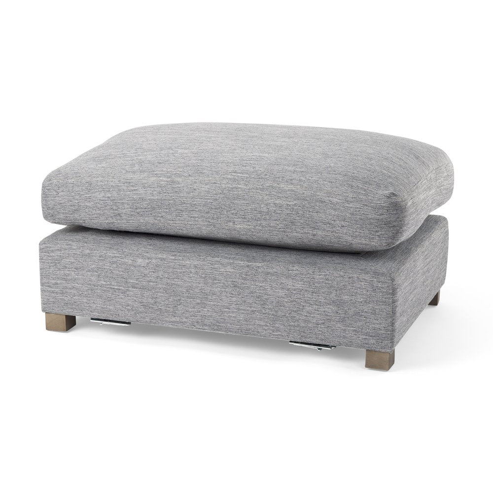 26" Gray and Brown Fabric Ottoman