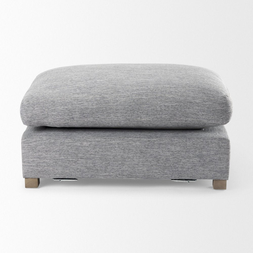 26" Gray and Brown Fabric Ottoman