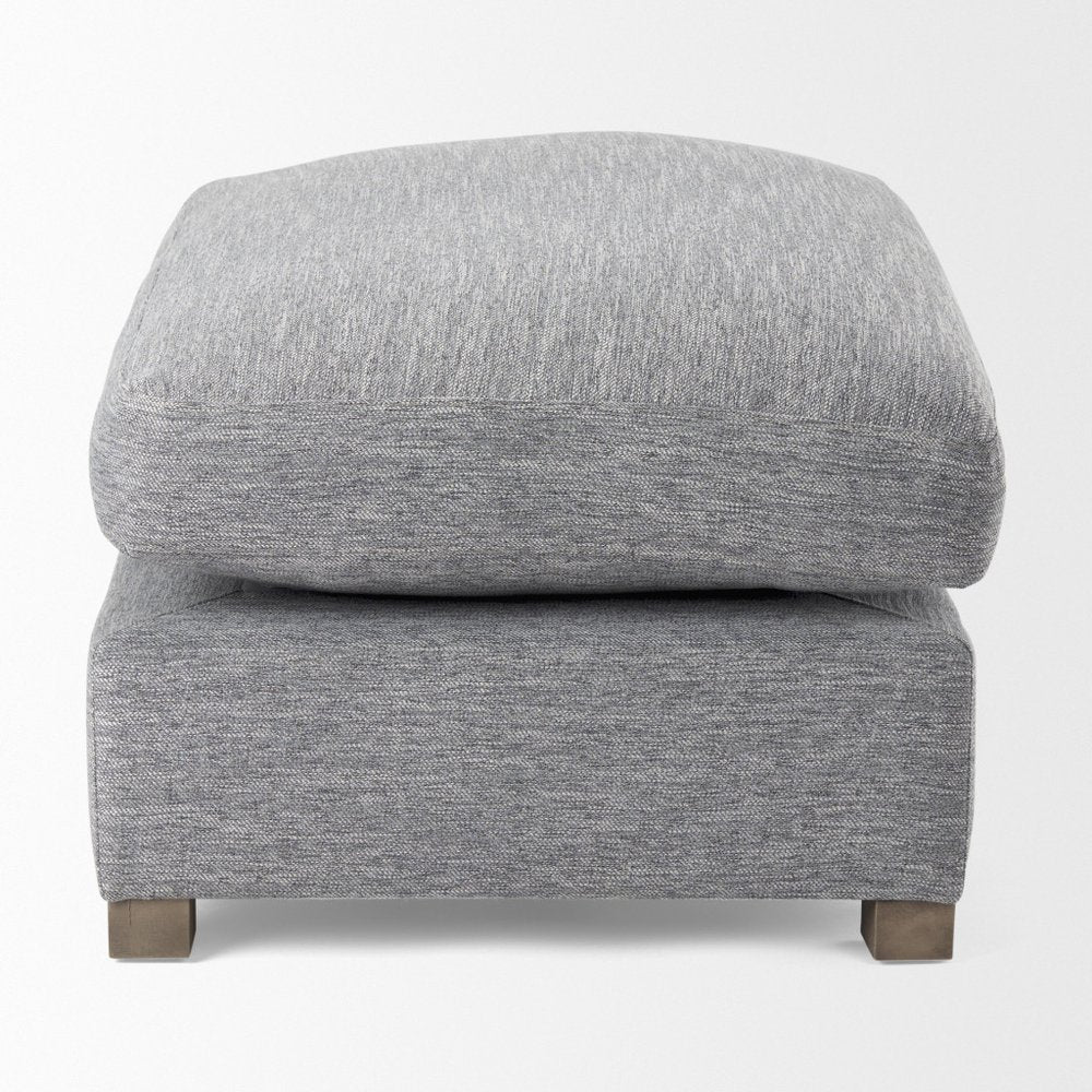 26" Gray and Brown Fabric Ottoman