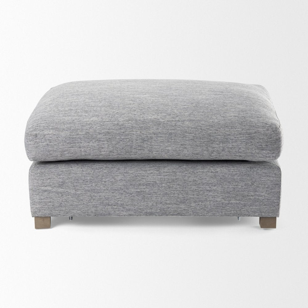 26" Gray and Brown Fabric Ottoman