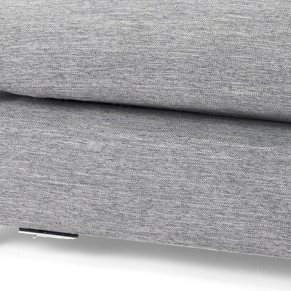 26" Gray and Brown Fabric Ottoman