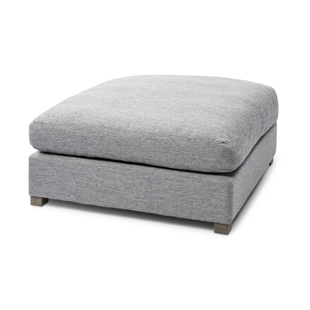 26" Gray and Brown Fabric Ottoman