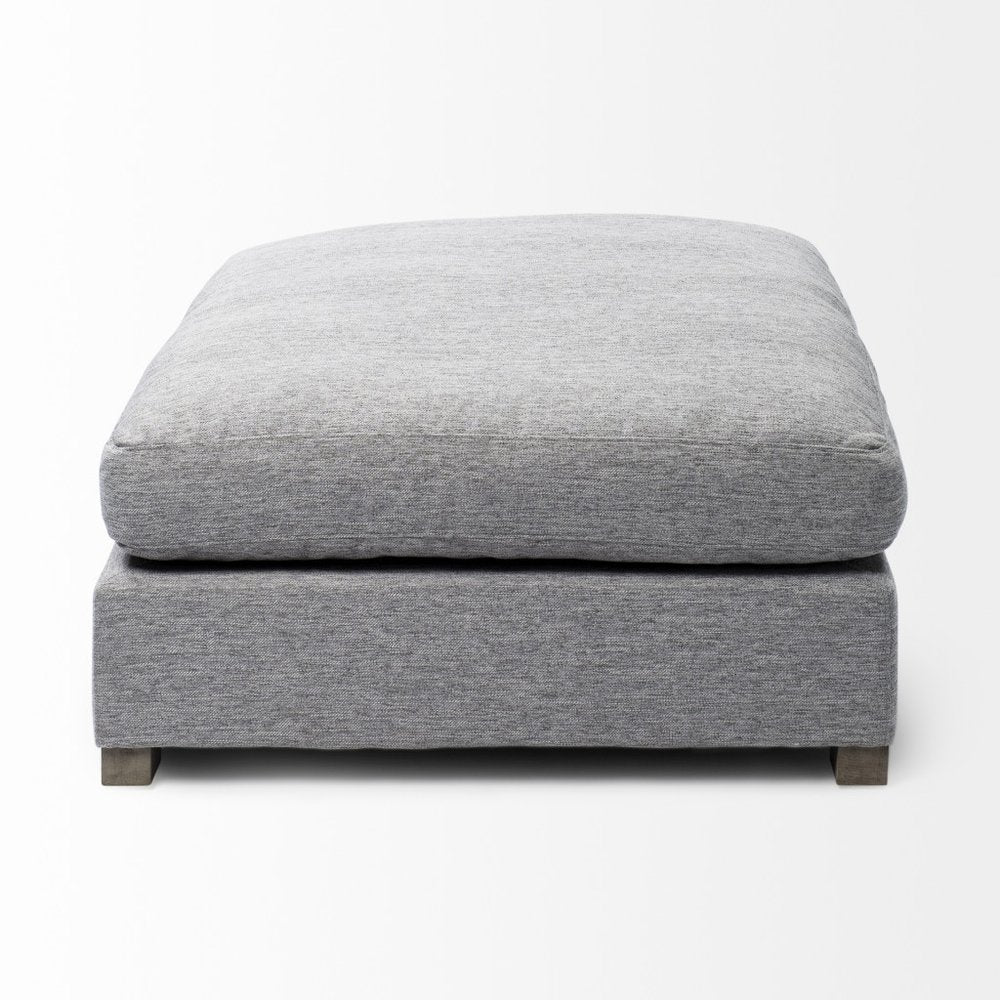 26" Gray and Brown Fabric Ottoman