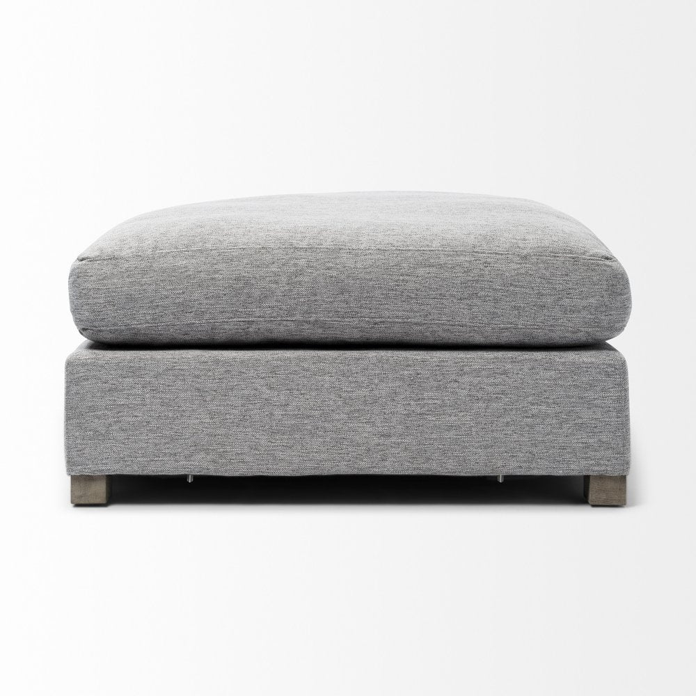 26" Gray and Brown Fabric Ottoman