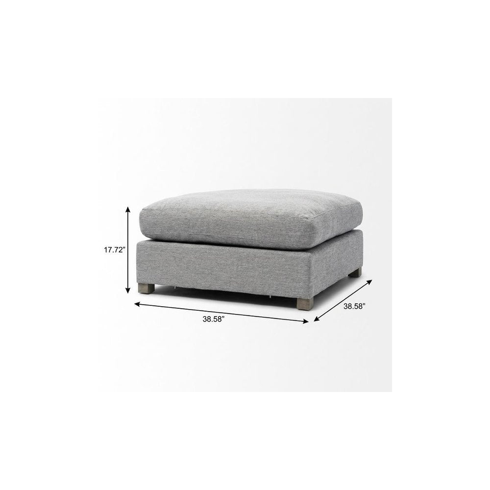 26" Gray and Brown Fabric Ottoman