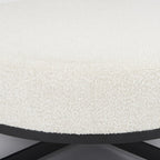 21" Cream and Black Boucle And Metal Round Pouf Ottoman