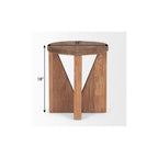16" Brown Solid Wood Round Pouf Ottoman
