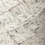 16" Beige and Gray Wool Chevron Round Pouf Ottoman