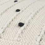 16" Black Cream and White Cotton and Wool Polka Dots Pouf Ottoman
