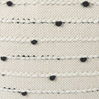 16" Black Cream and White Cotton and Wool Polka Dots Pouf Ottoman