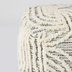 16" Beige Cream and Gray Cotton and Wool Geometric Cube Pouf Ottoman