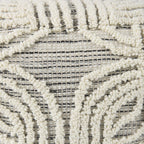 16" Beige Cream and Gray Cotton and Wool Geometric Cube Pouf Ottoman