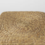 18" Brown and Gray Fabric Striped Round Pouf Ottoman