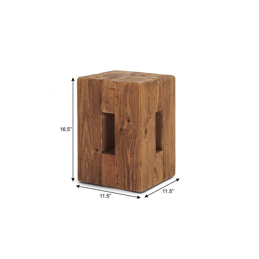 12" Brown Solid Wood Ottoman
