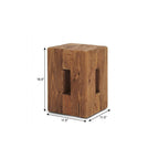 12" Brown Solid Wood Ottoman