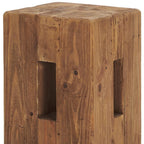 12" Brown Solid Wood Ottoman