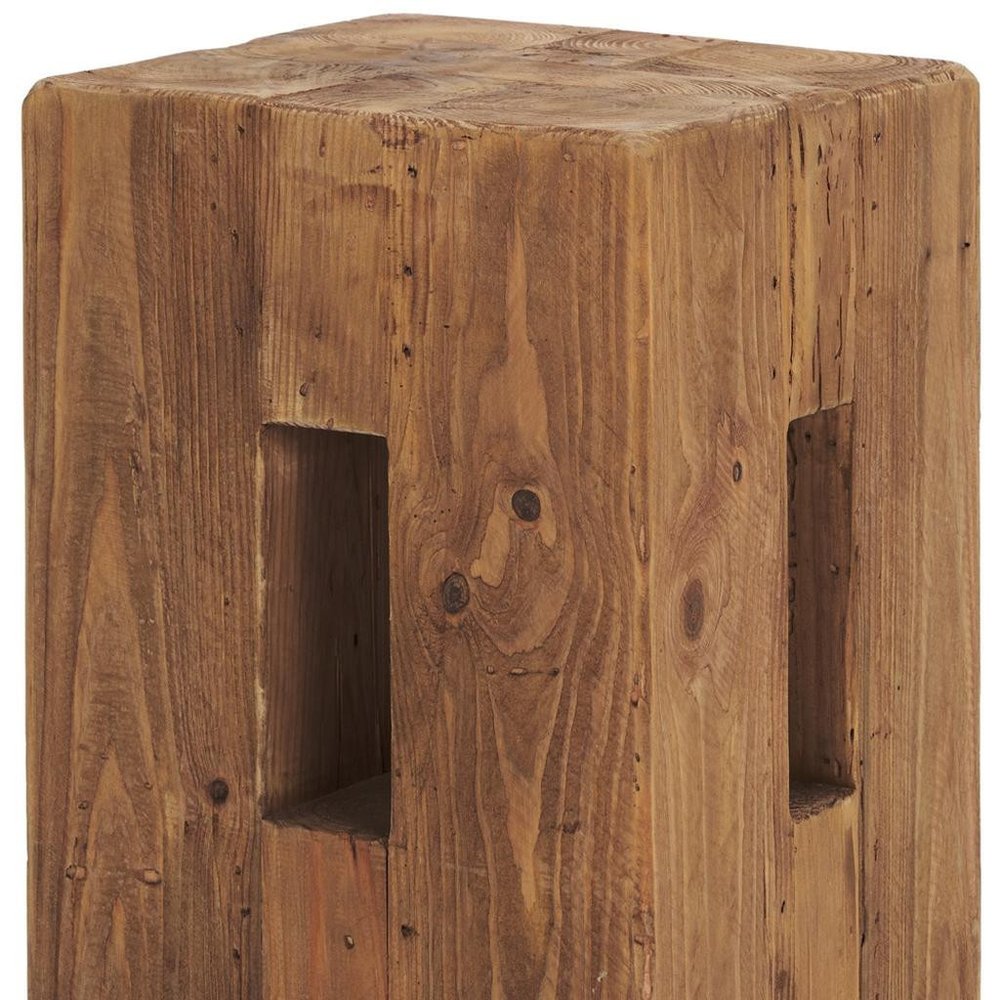 12" Brown Solid Wood Ottoman