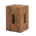 12" Brown Solid Wood Ottoman