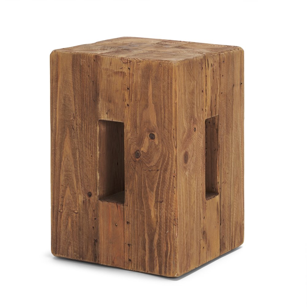 12" Brown Solid Wood Ottoman