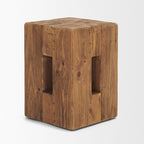 12" Brown Solid Wood Ottoman