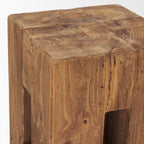 12" Brown Solid Wood Ottoman