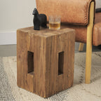 12" Brown Solid Wood Ottoman