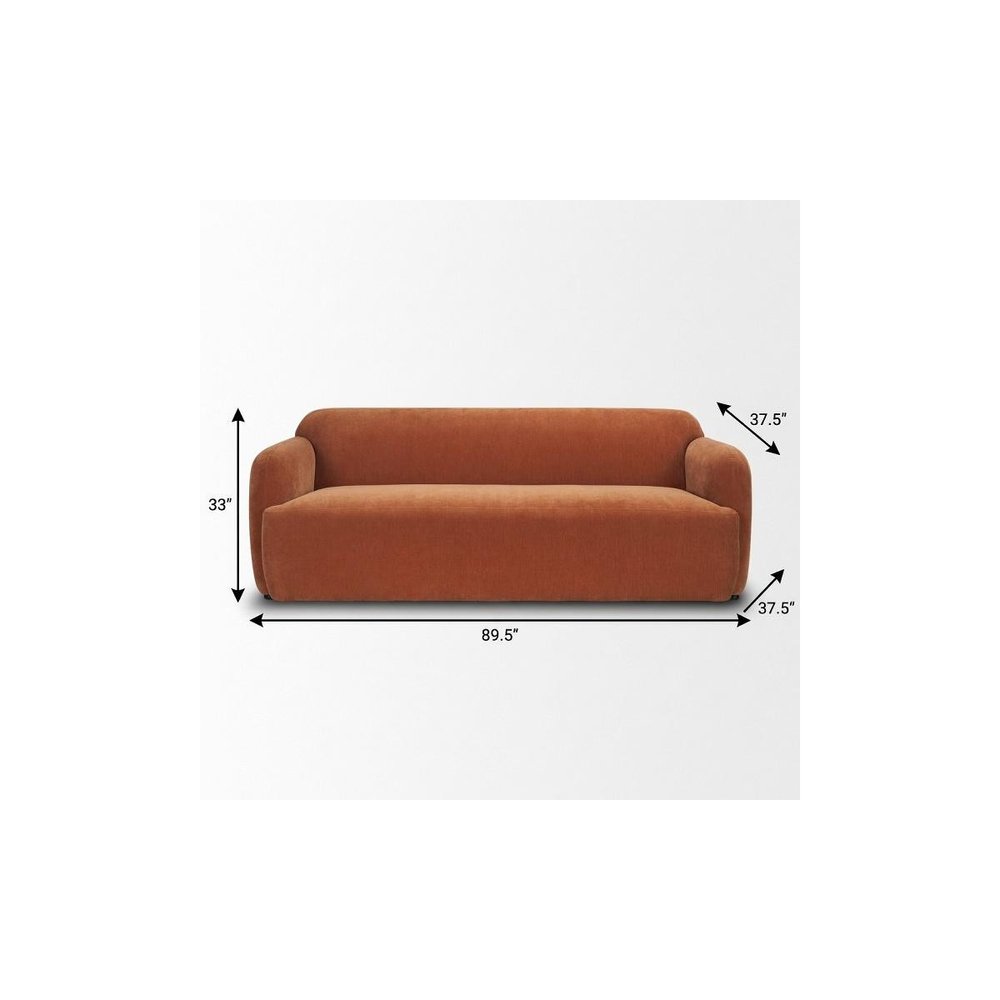 90" Rust Chenille Sofa